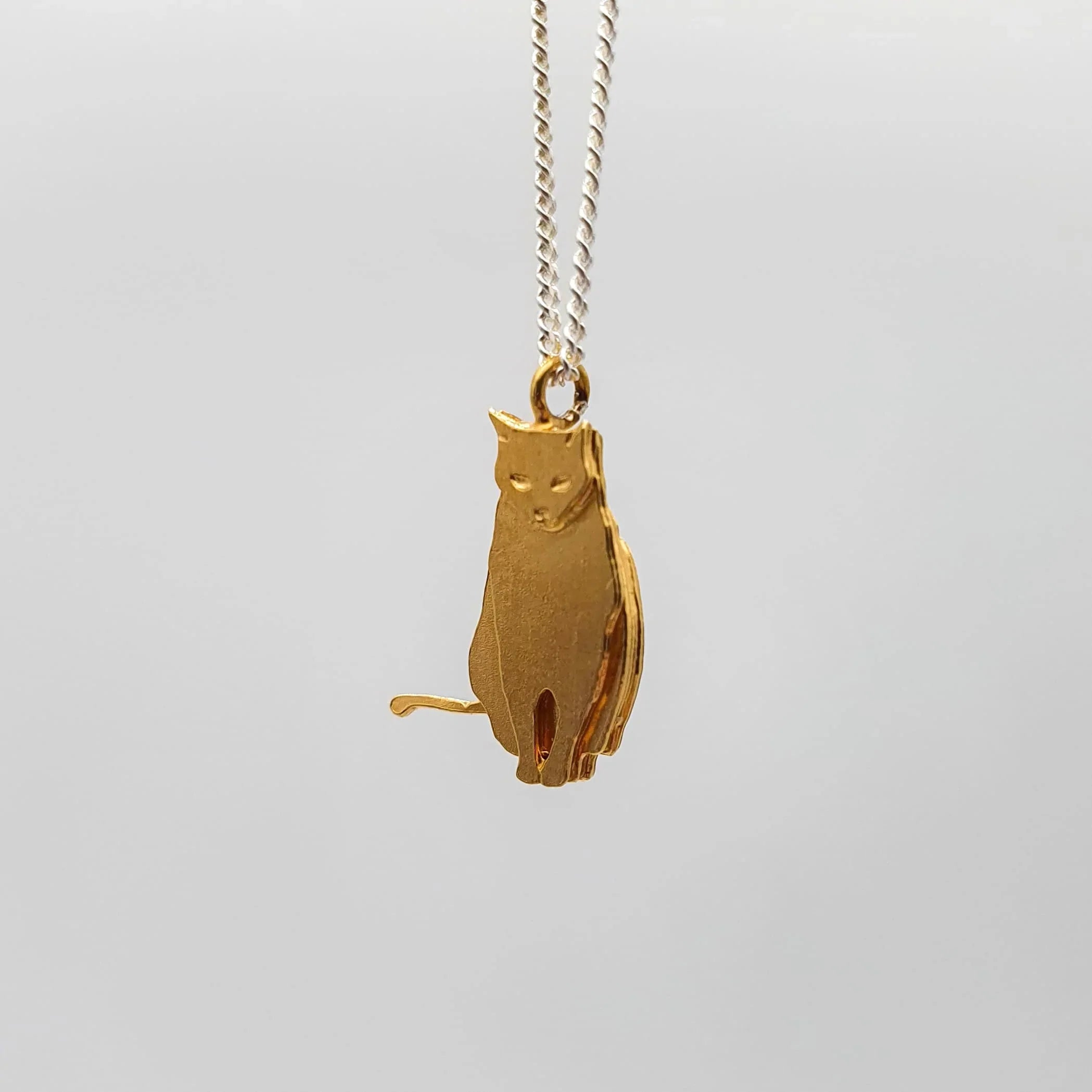 Handmade Silver/gold Cat Pendant and Chain - Etsy Sweden